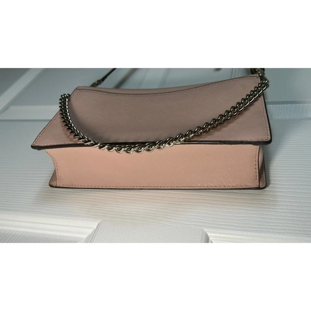 Kate‎ Spade Laurel Way Crossbody Pink Saffiano Gunmetal Chain Shoulder Bag Purse
